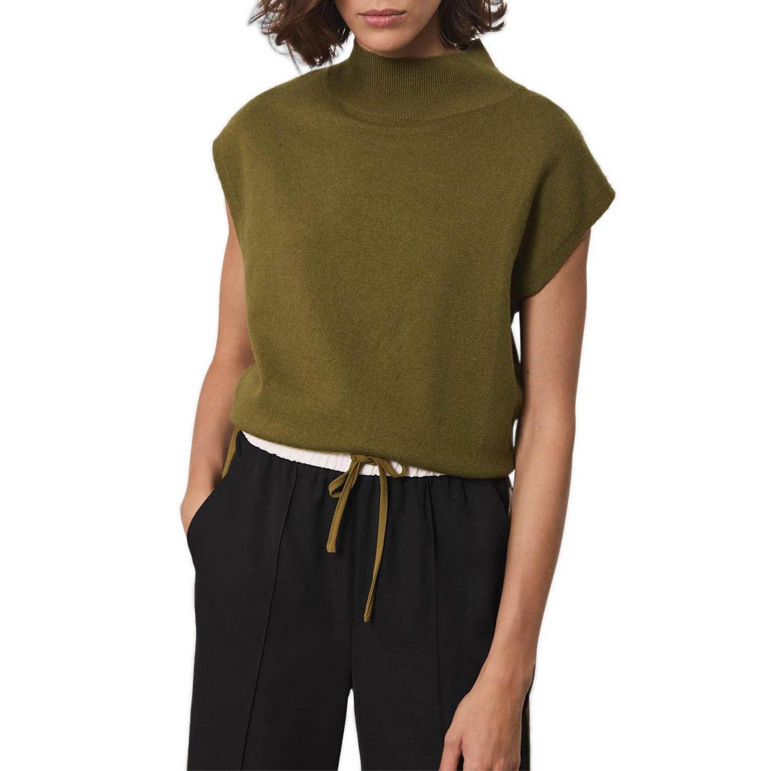 Women's Mock-Neck Wool-Blend Sleeveless Vest
