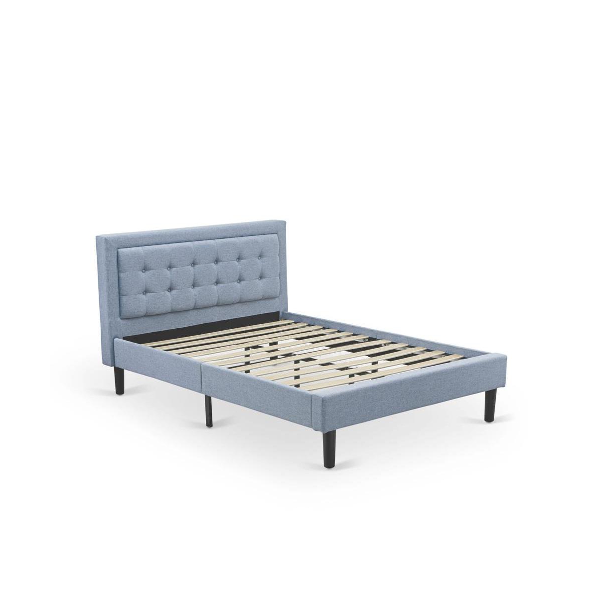 East West Furniture FN11F-1VL0C 2-Piece Platform Full Size Bedroom Set with 1 Mid Century Bed and a Bedroom Nightstand