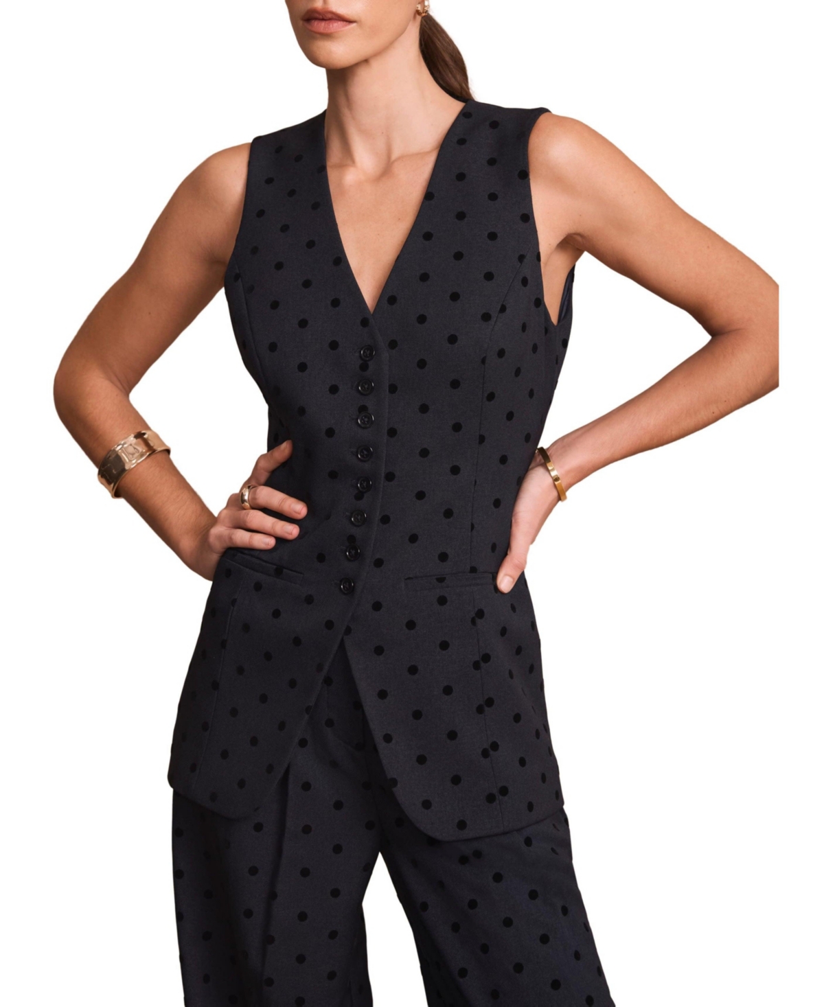Mint Velvet Women's Polka Dot Longline Waistcoat