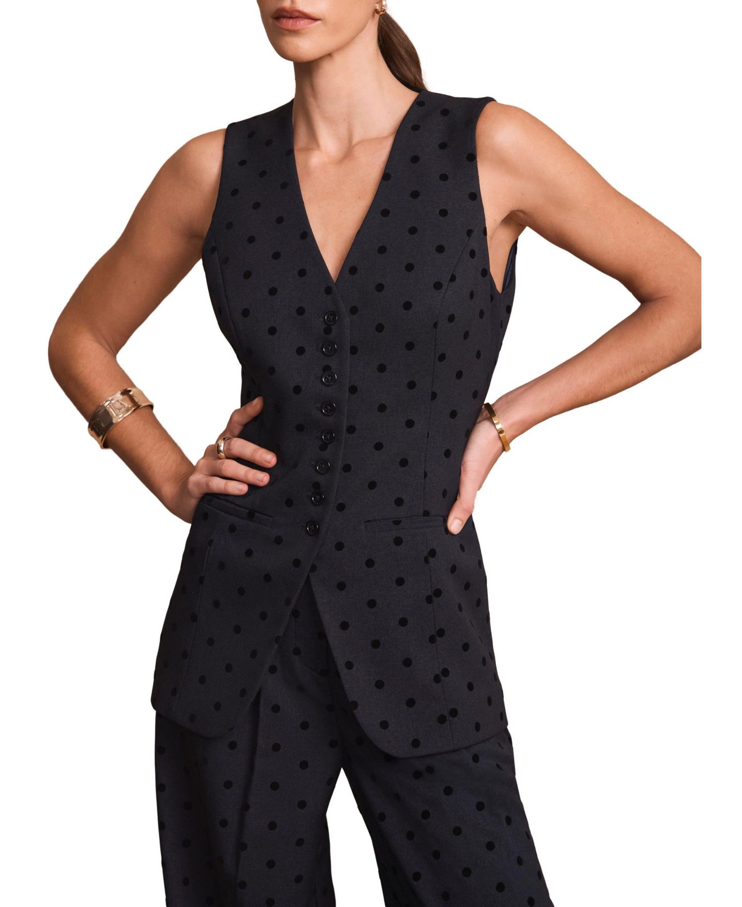 Women's Polka Dot Longline Waistcoat
