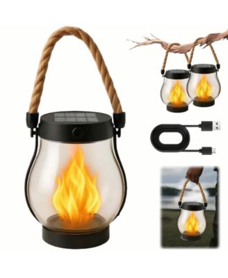 Solar Lantern Outdoor Lights Large Waterproof Flickering Flame Solar Lantern for Yard Garden Patio Hanging Tabletop Decor (1Pieces )