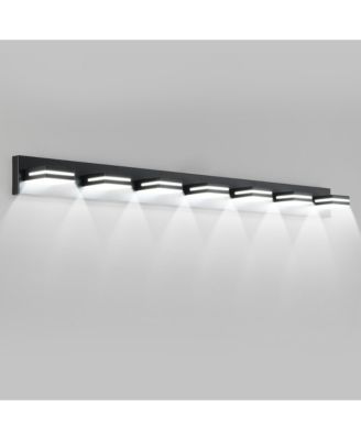 BUSADAYS 7 Light Black Modern LED Vanity Light Wall Sconce for Bathroom and Mirror Sleek Minimalist Design Easy Installation