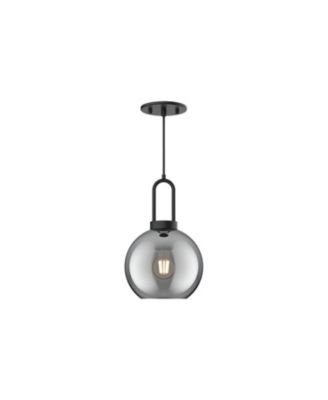 Soji 8-in Matte Black/Smoked Solid Glass 1 Light Socket Pendant