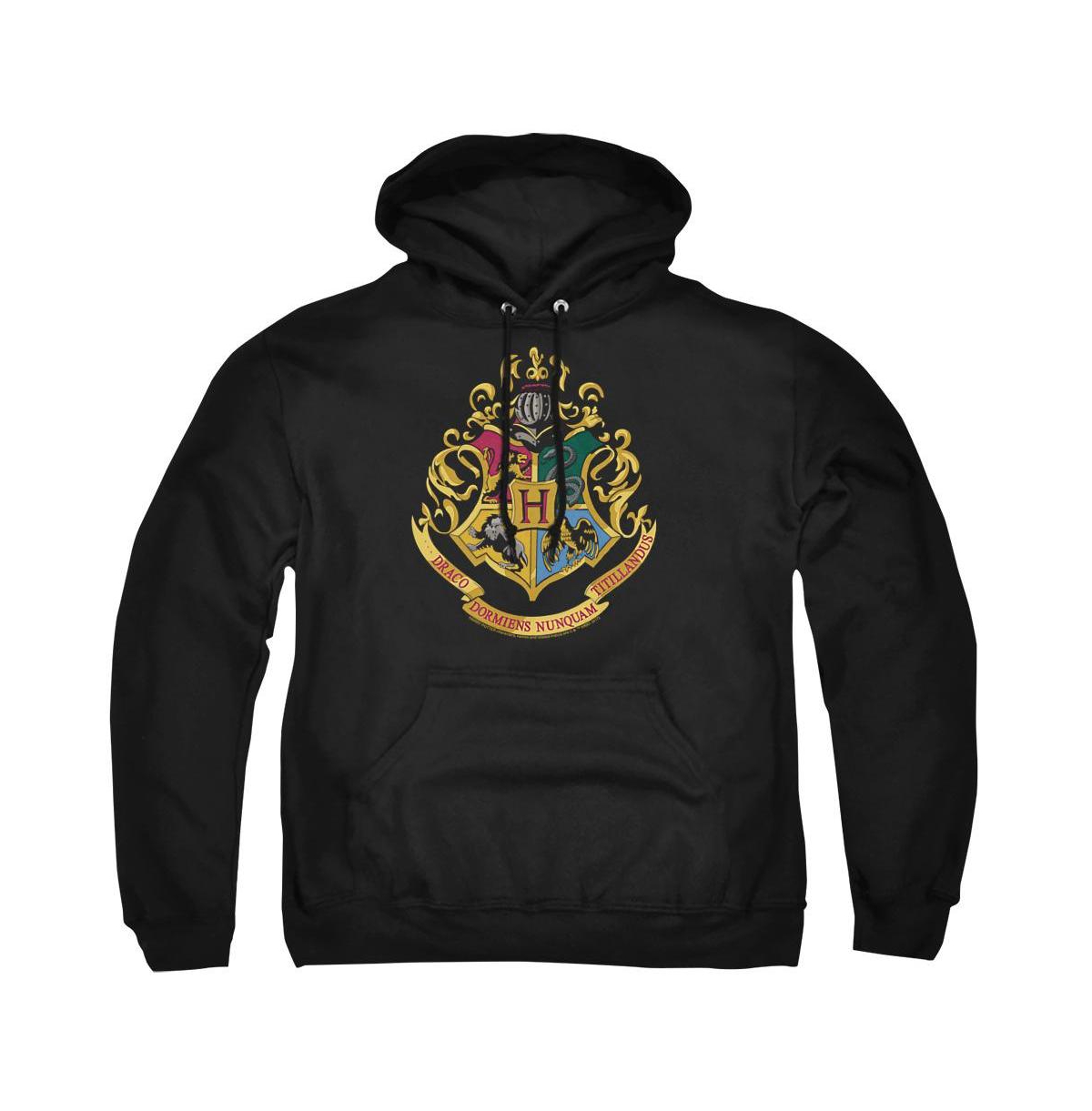 HP101-AFTH-2 Harry Potter & Hogwarts Crest-Adult Pull-Over Hoodie, Black - Medium