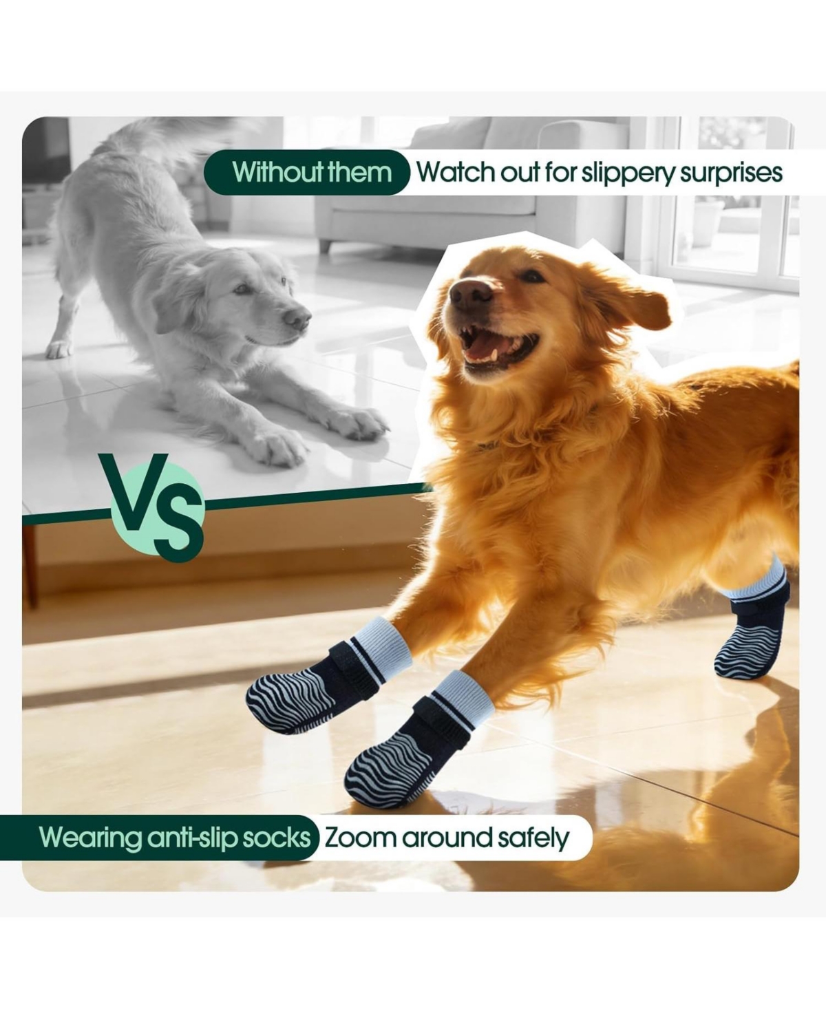 Anti-Slip Stretch Knit Dog Socks with Double-Sided Rubber Grippers for Indoor and Outdoor Paw Protection