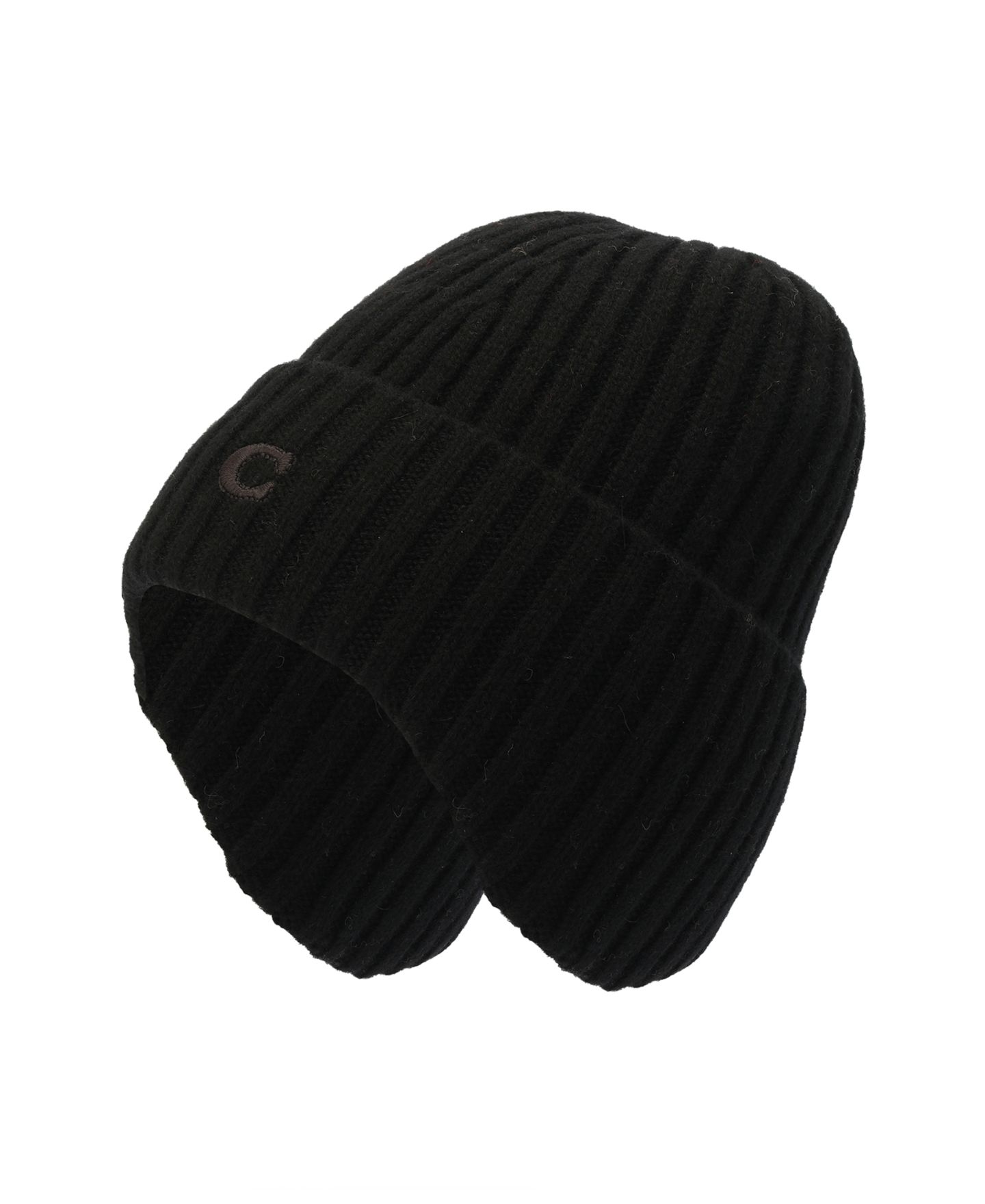 Мужская шапка COACH Cashmere Ribbed Beanie, цвет: Чёрный — фото 1