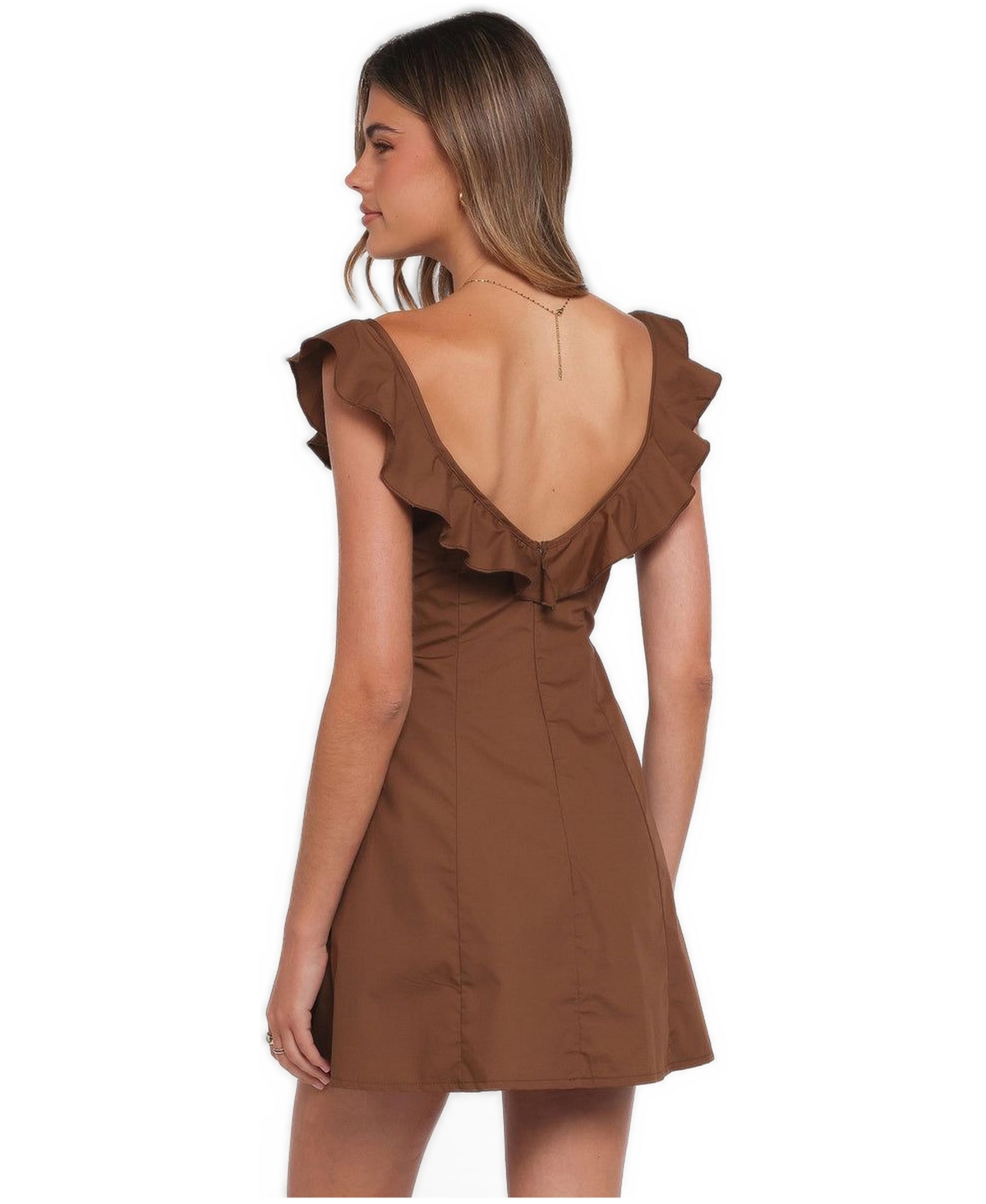 Petal and Pup Women's Lacey Square Neck Ruffle A-Line Mini Dress