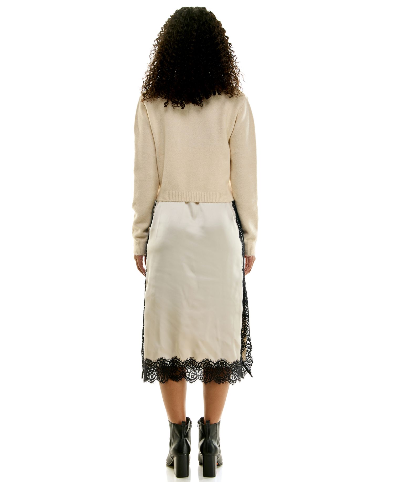 Juniors' Wrap Sweater and Lace Trim Midi Slip Dress, 2-Piece Set