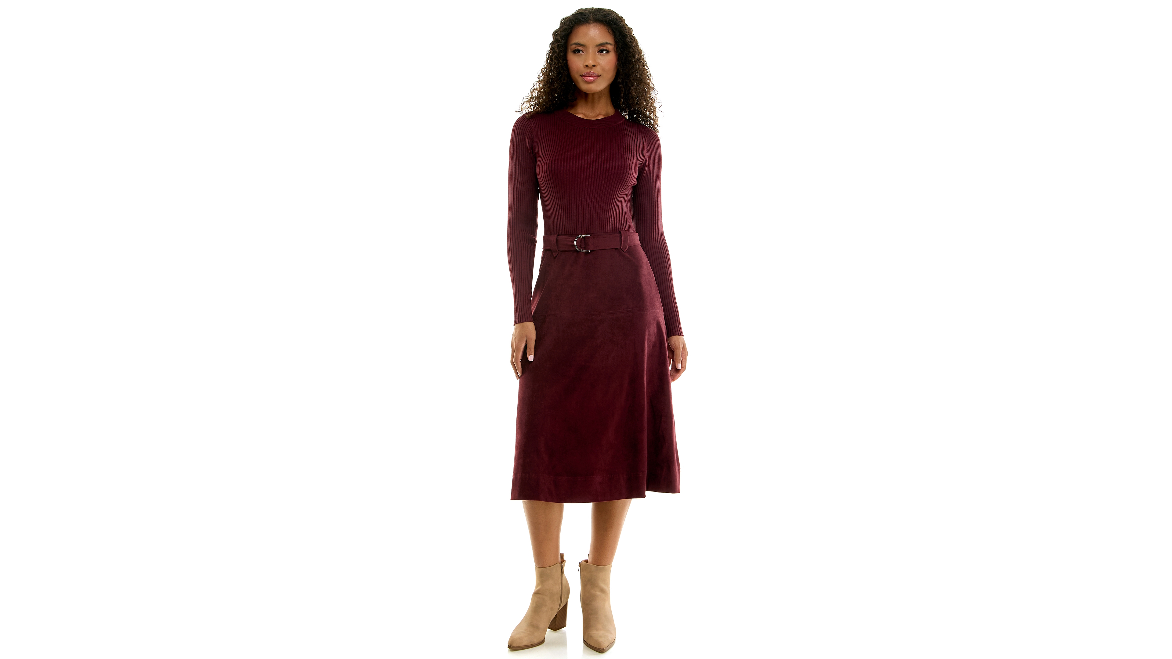 Invitee Women's Mock Neck Long-Sleeve A-Line Sweater Dress