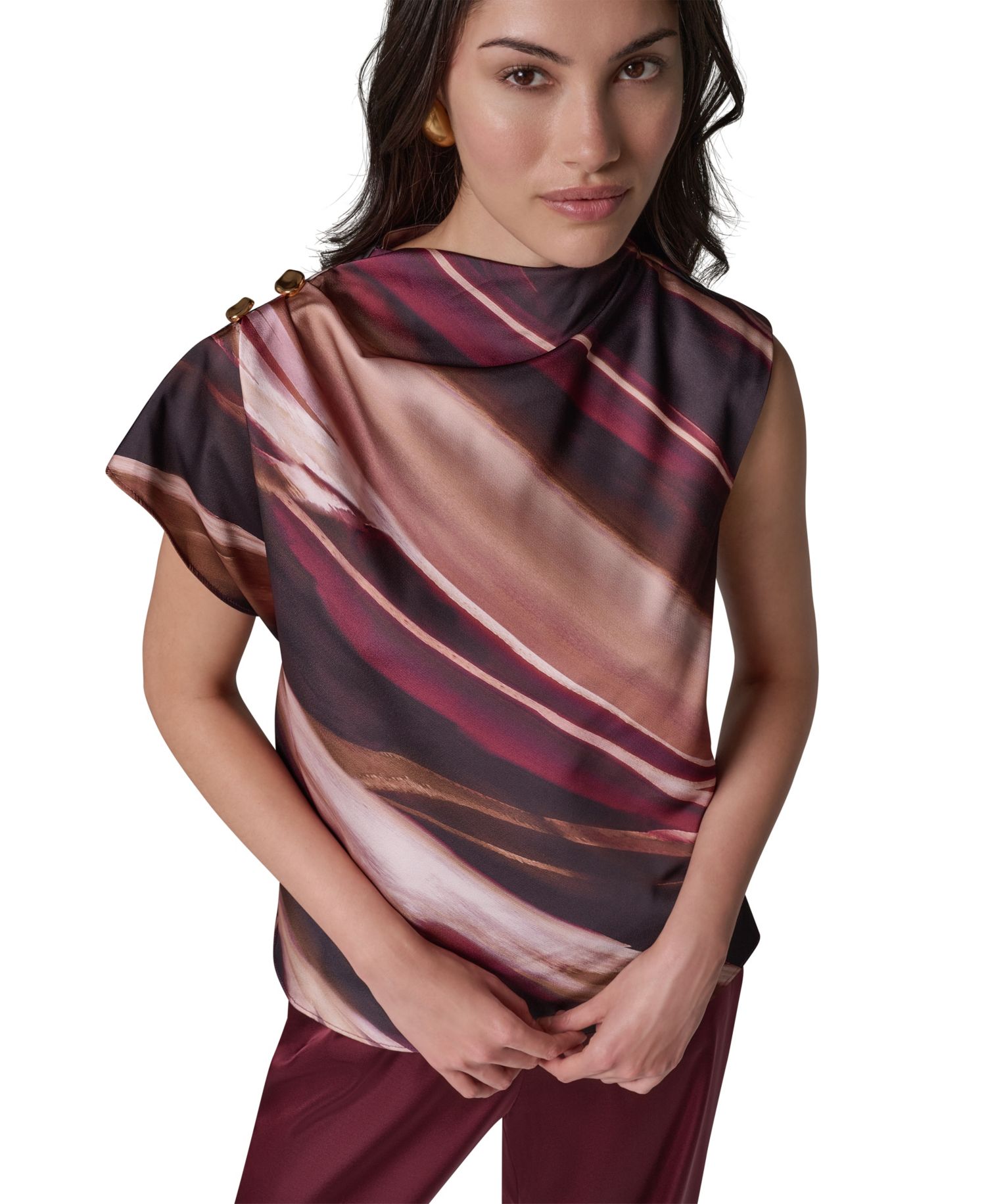 Women's High-Neck Asymmetrical Sleeveless Blouse