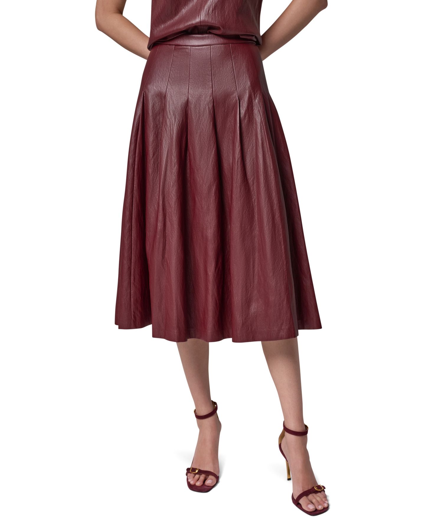 Женская юбка Donna Karan New York Pleated A-Line High-Waisted, цвет: Чёрный вишнёвый — фото 1