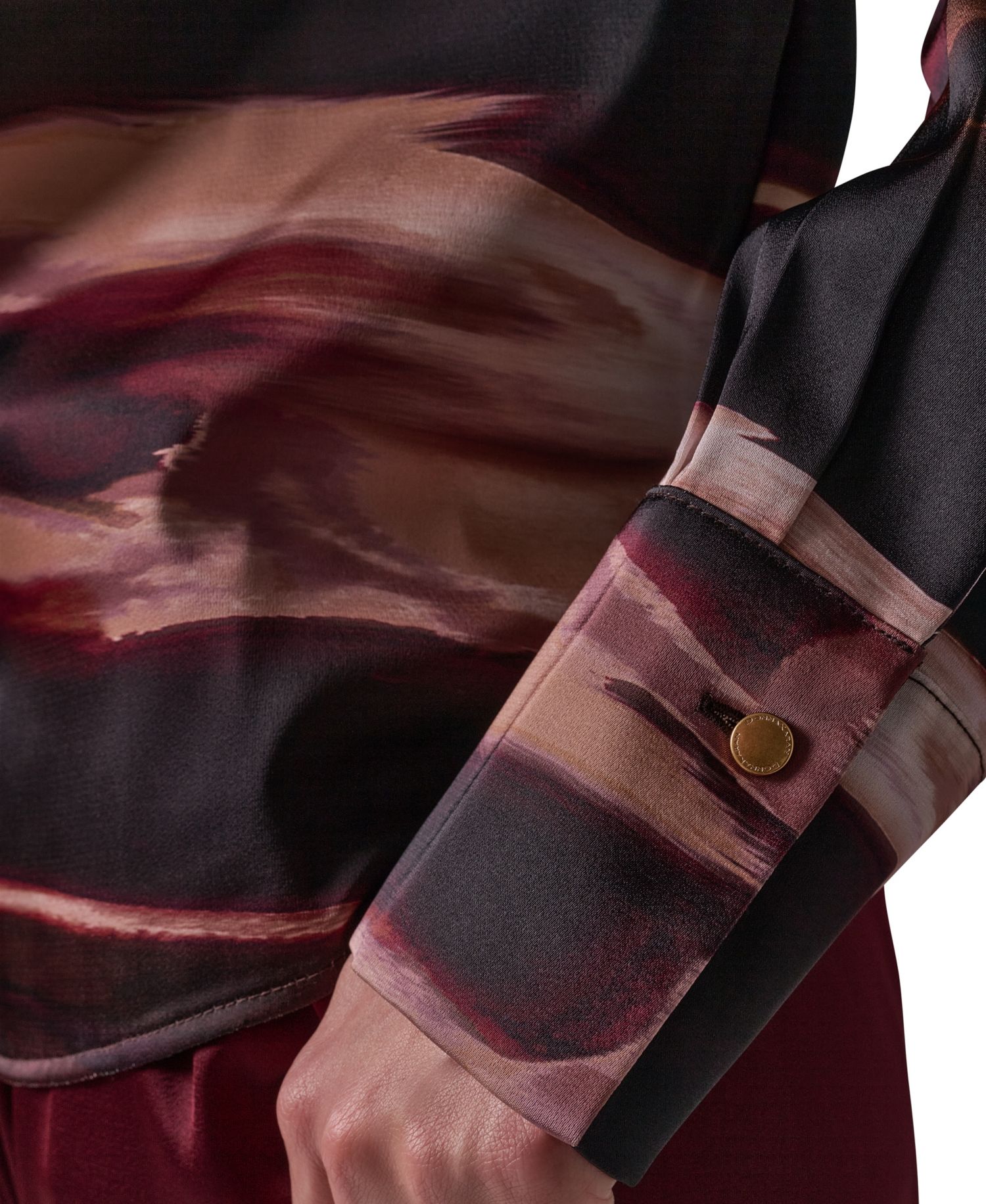 Women's Long-Sleeve V-Neck Satin Blouse