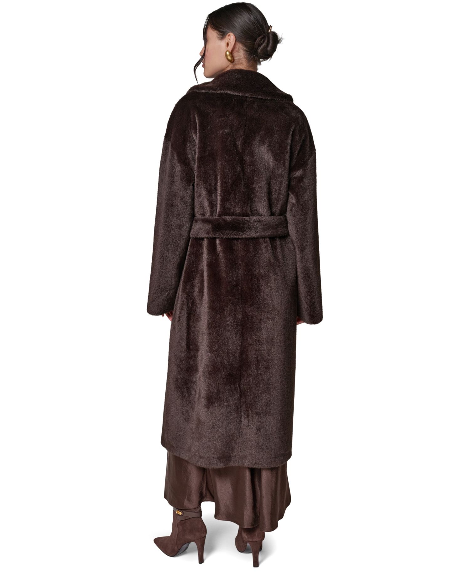 Women's Faux Fur Belted Coat