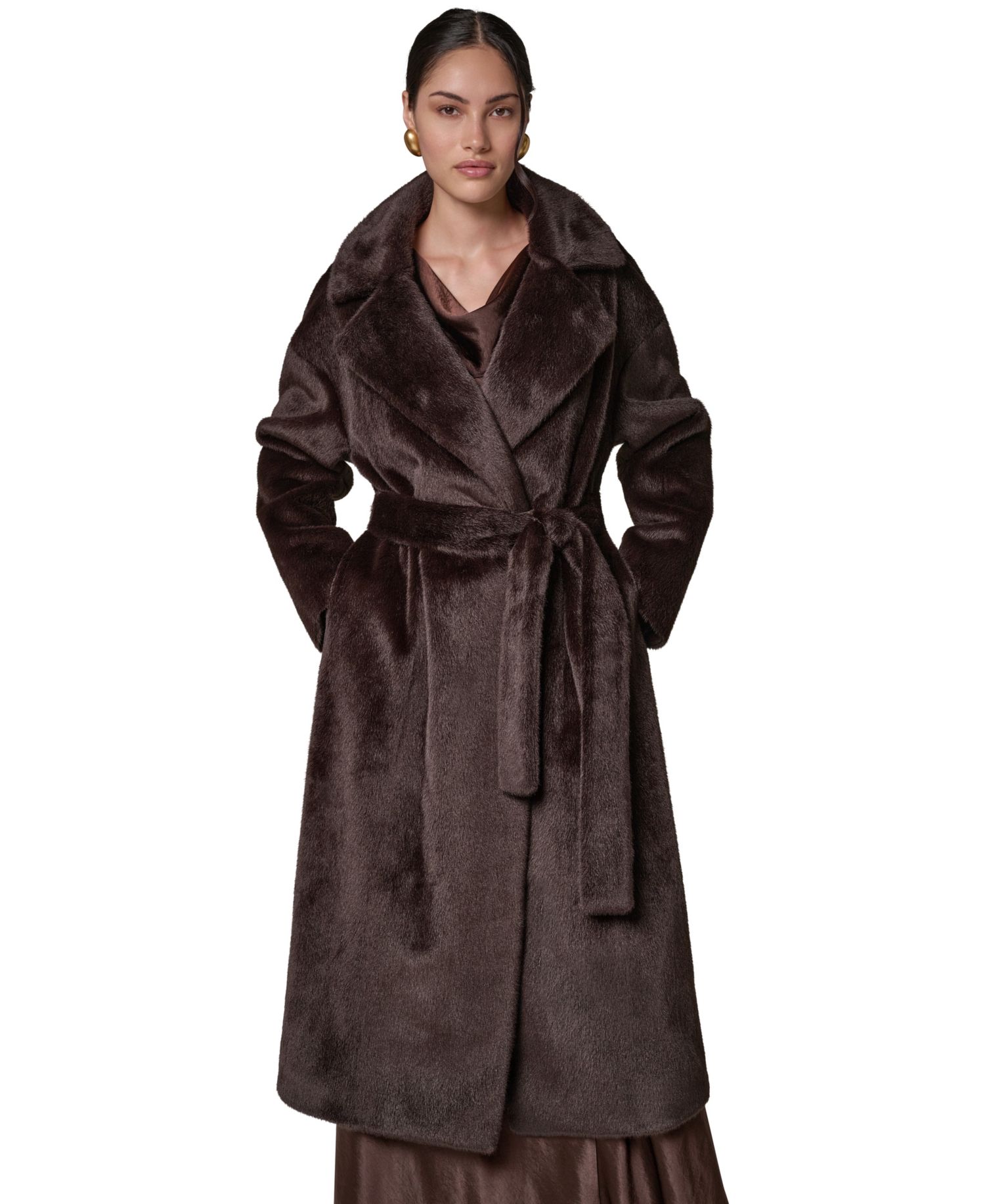 Women's Faux Fur Belted Coat