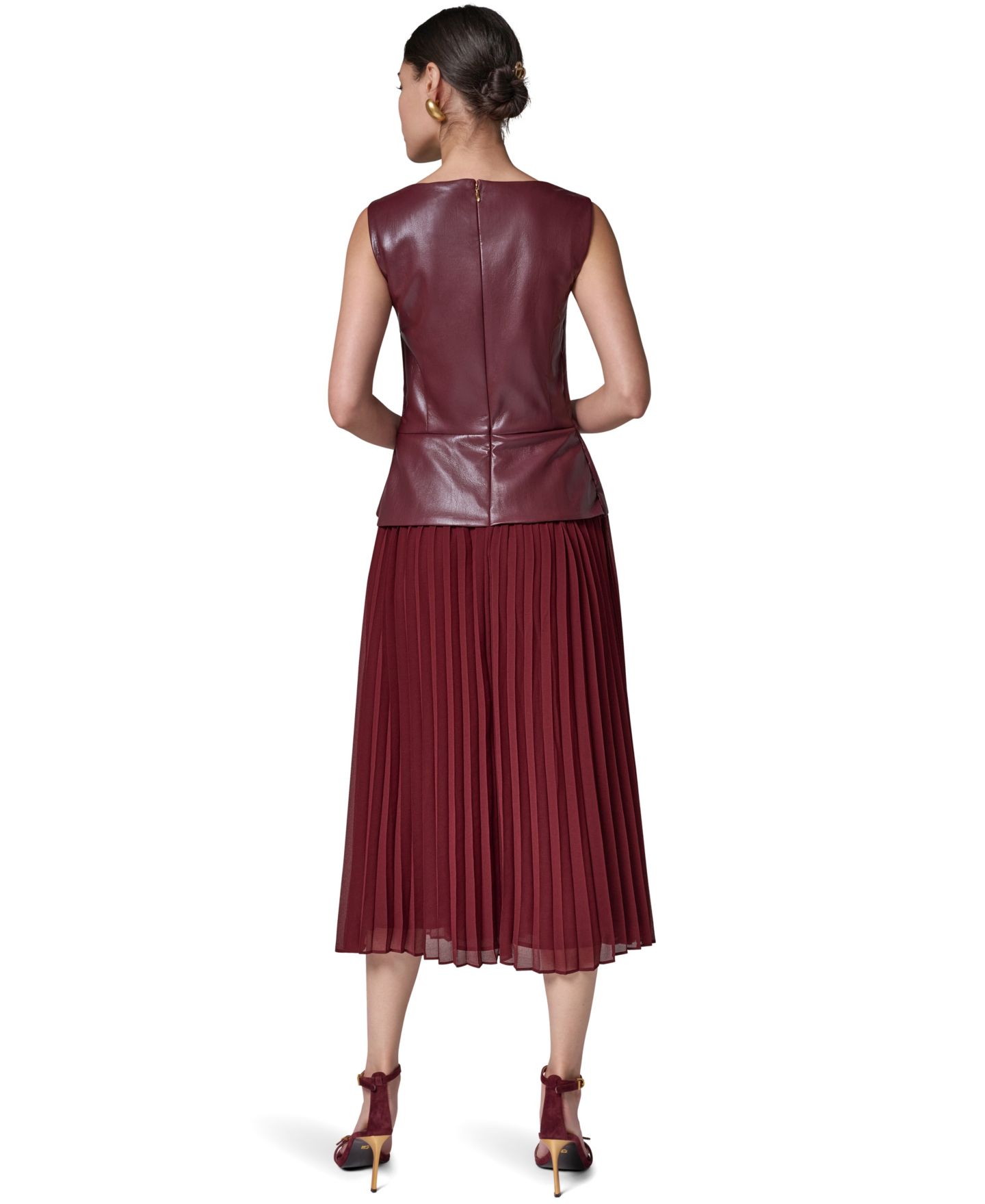 Женское платье Donna Karan New York A-Line Sleeveless Midi, цвет: Чёрный вишнёвый — фото 5
