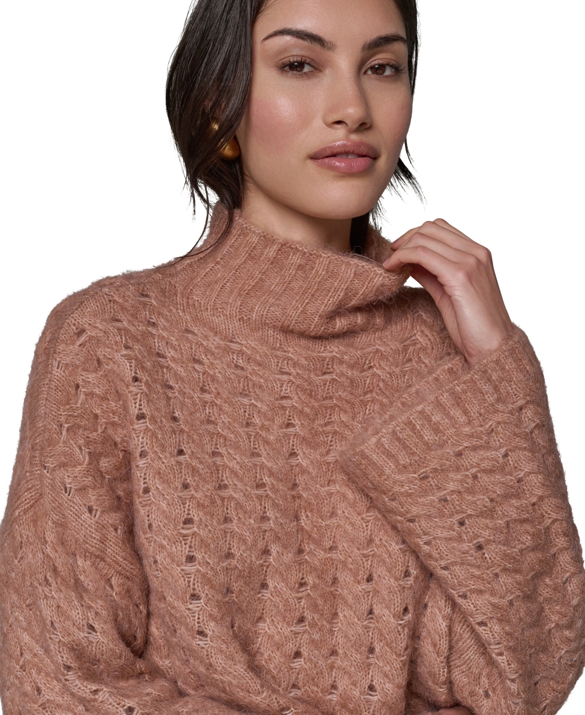 Donna Karan New York Women's Basket-Weave Knit Cable Sweater