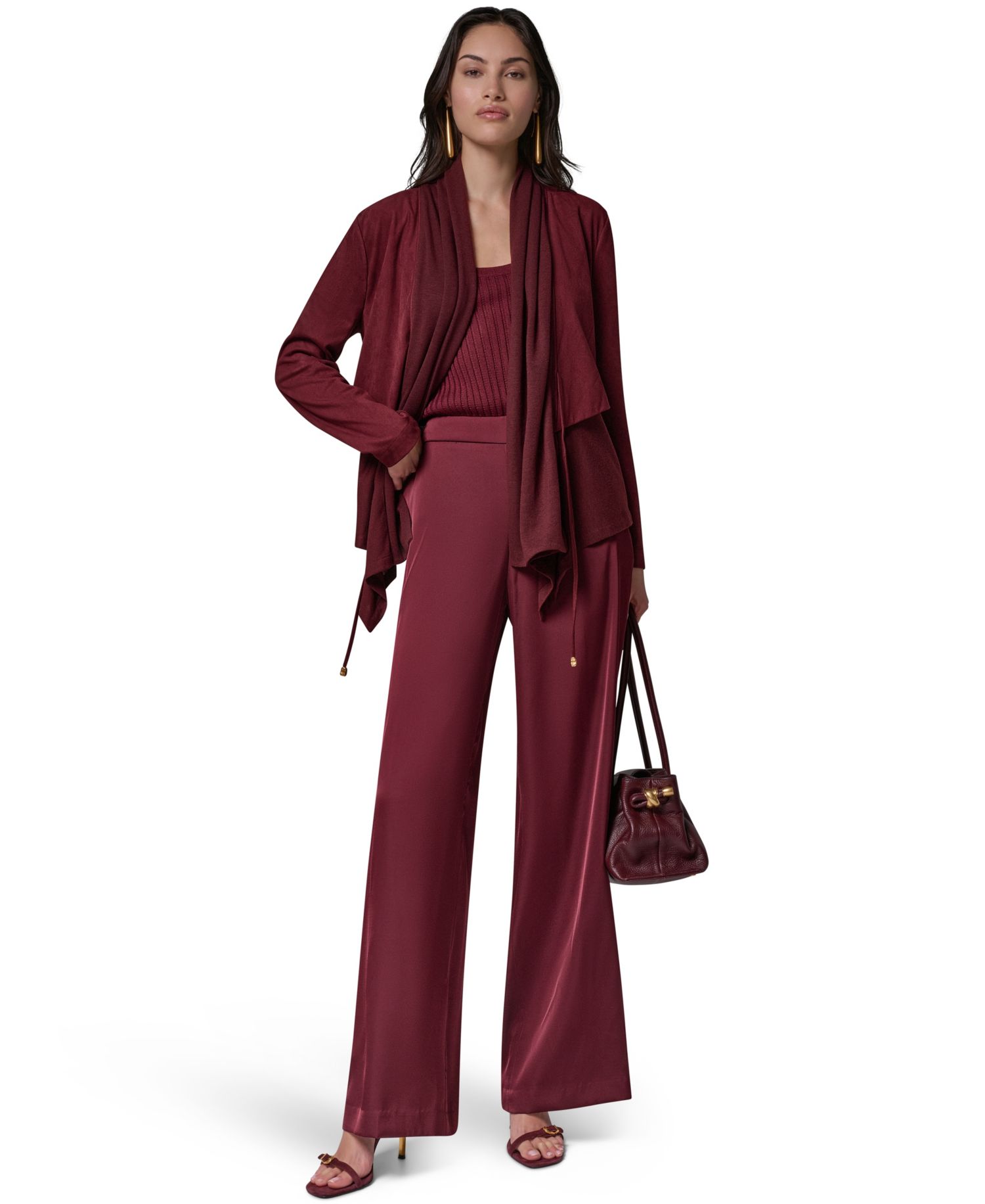 Women's Mxd Media Mixed-media Shawl Collar Jacket