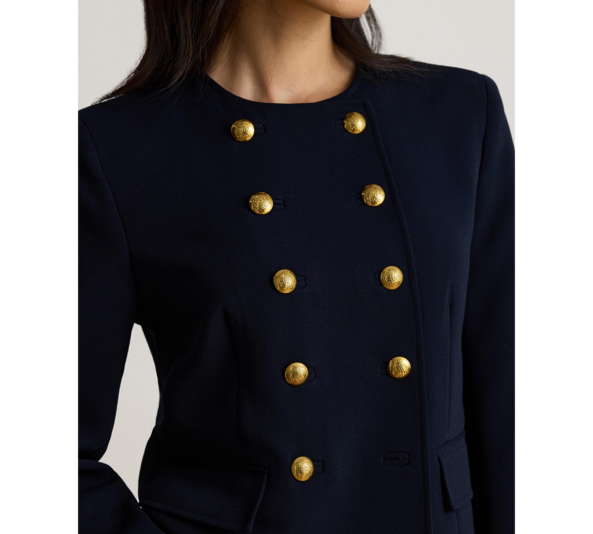 Lauren Ralph Women's Sable Crepe Double-Breasted Cropped Jacket