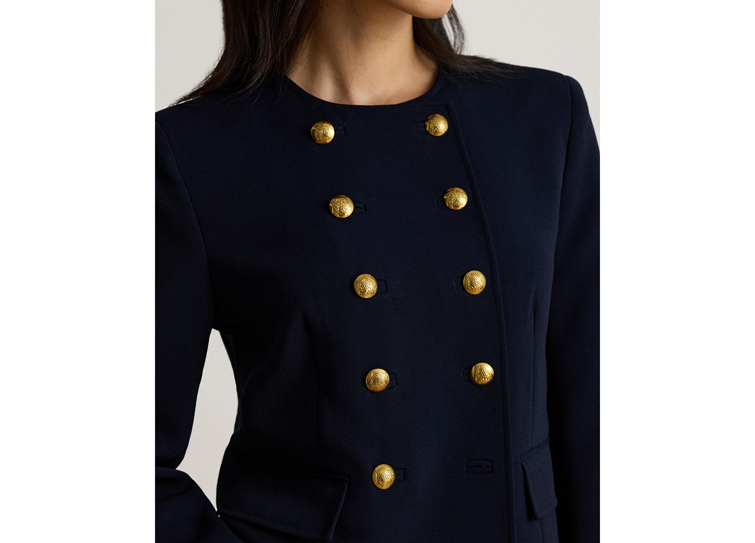 Women's Sable Crepe Double-Breasted Cropped Jacket
