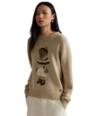 Polo Ralph Lauren Women's Bear Intarsia-Knit Rollneck Sweater - Macy's