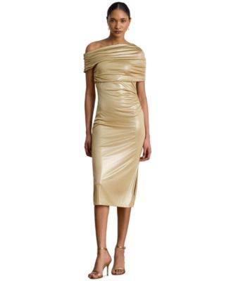 Women's Metallic Off-the-Shoulder Cocktail Dress