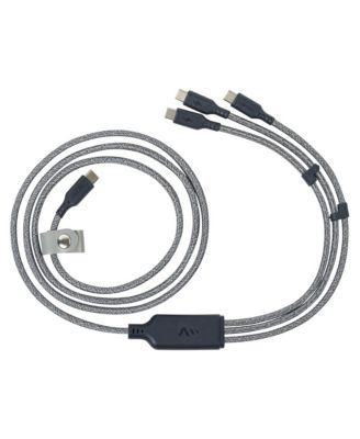 Ultrafast Trio 3-in-1 140W Braided USB-C to USB-C Cable for Laptops, Tablets and Phones