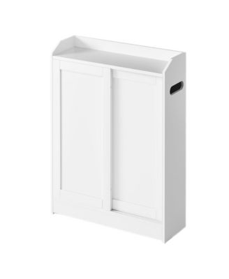 BBC752W01 Bathroom Cabinet, Narrow Storage Unit with Sliding Doors, 60 x 20 x 80 cm