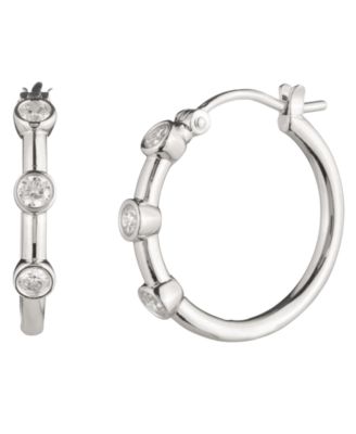 Cubic Zirconia Station Hoop Earrings