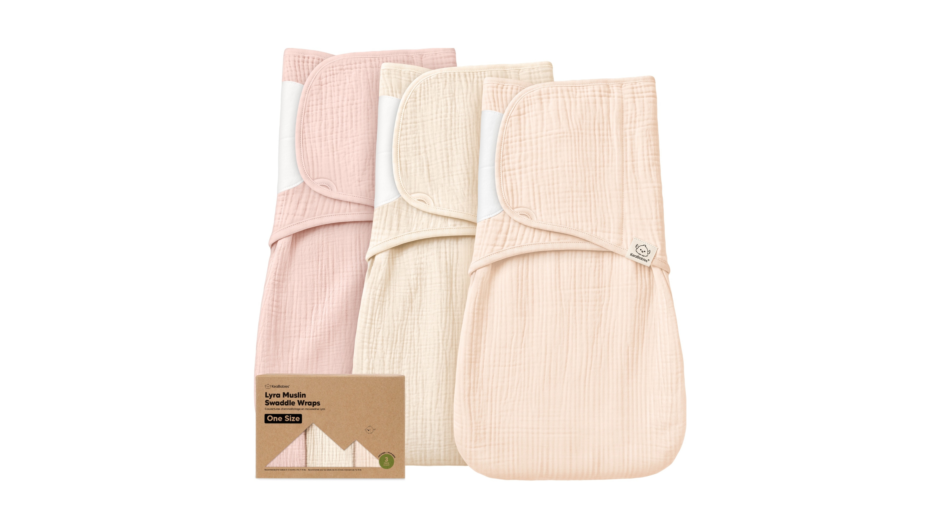 KeaBabies 3pk Lyra Muslin Swaddles for Newborns, 100% Cotton Baby Swaddle Sleep Sack 0-3 Months Girls, Boys