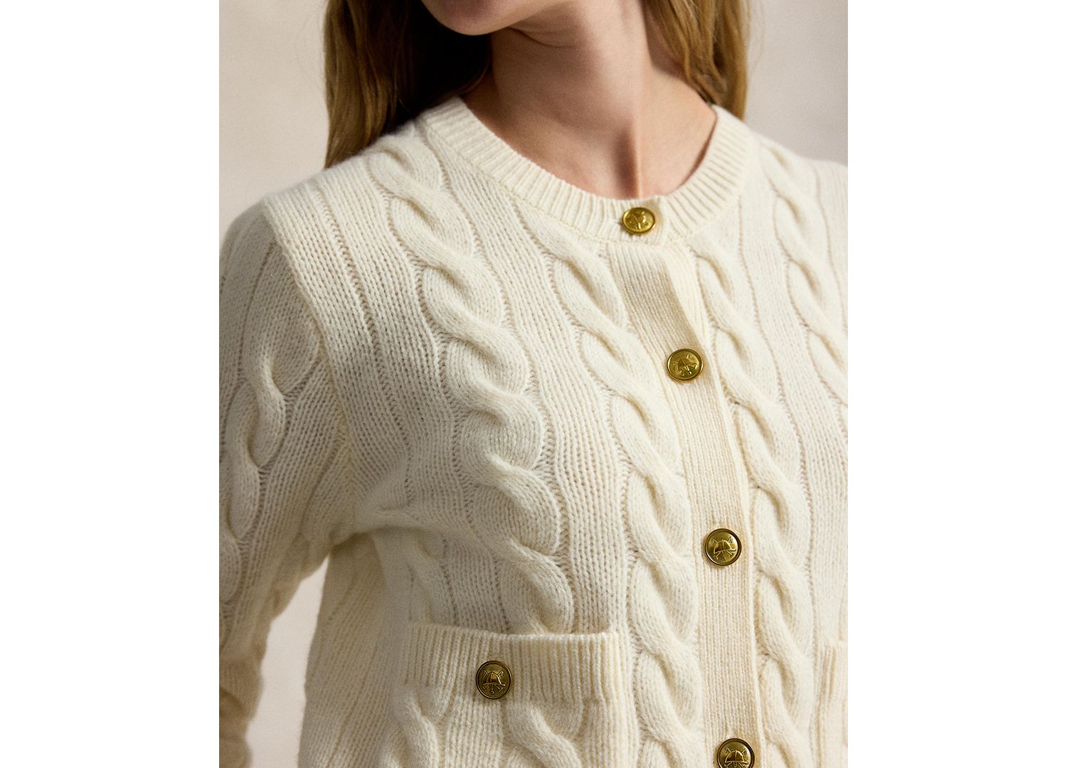 Women's Wool-Cashmere Cable-Knit Cropped Cardigan