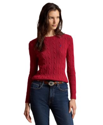 Women's Cable-Knit Cotton Crewneck Sweater