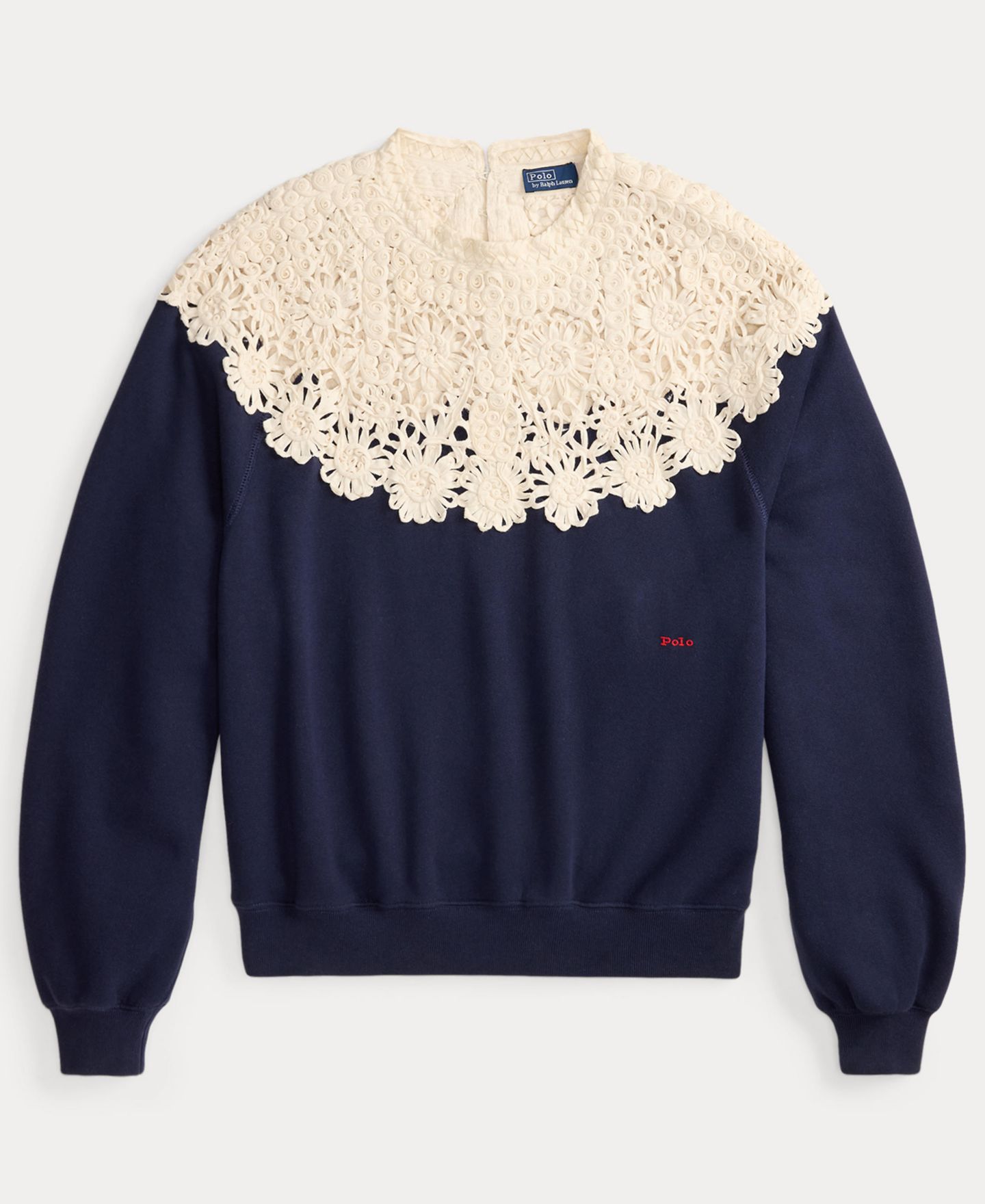 Женский свитшот Polo Ralph Lauren с кроше на кокетке и круглым вырезом, цвет: Тёмно-синий — фото 7