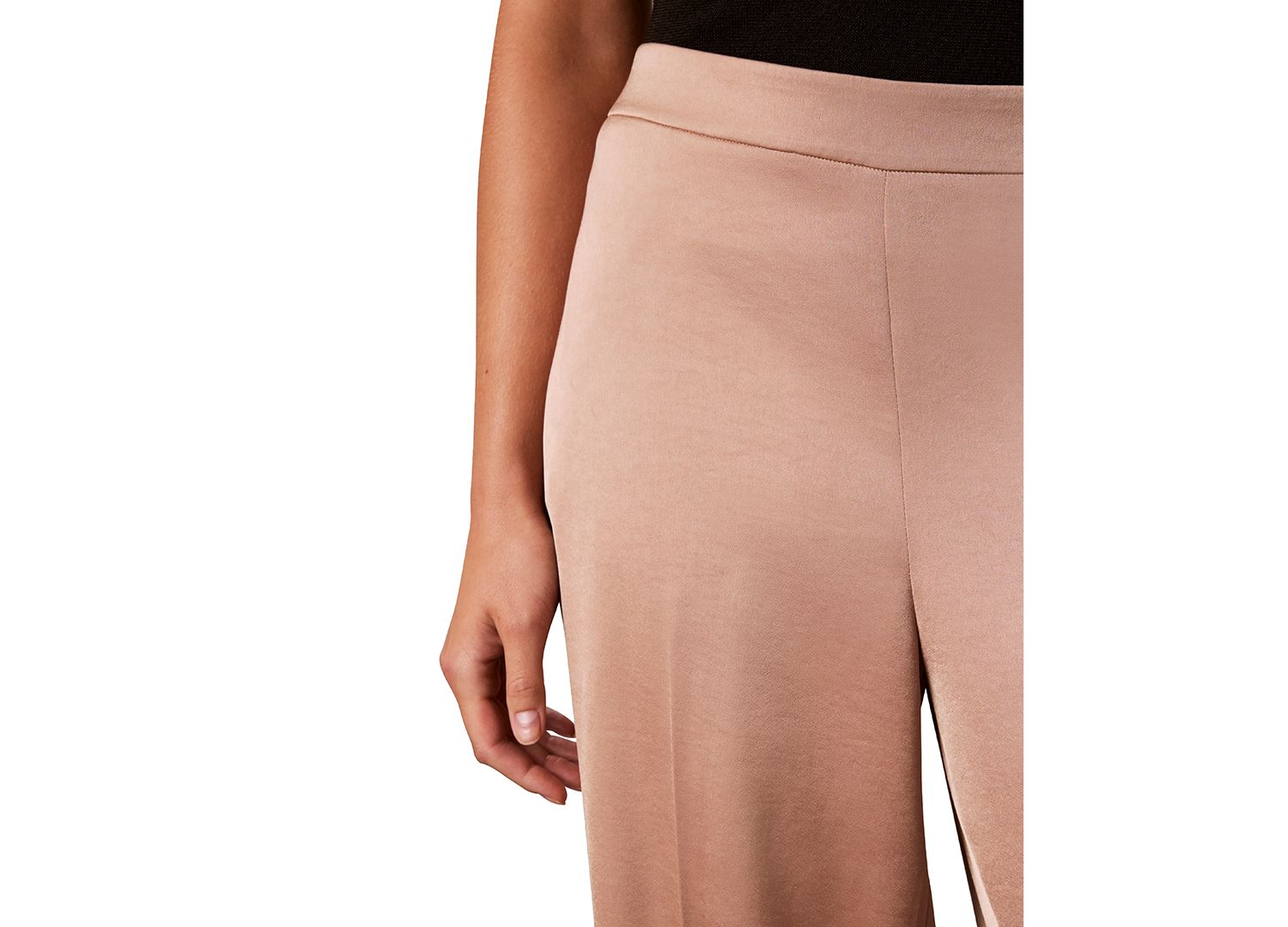 Women's Pull-On Wide-Leg Satin Pants