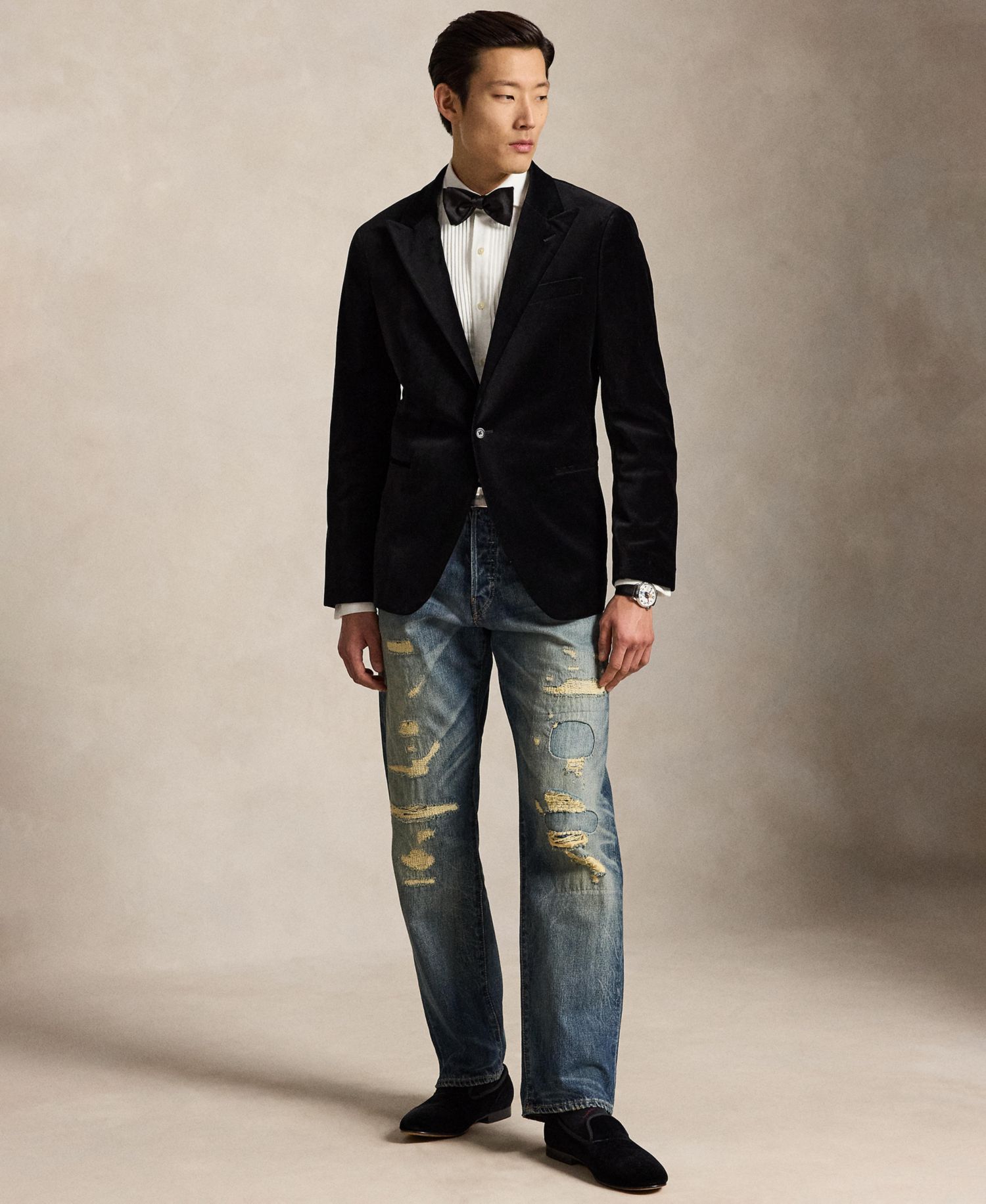 Men's Modern Fit Cotton Velvet Peak-Lapel Jacket