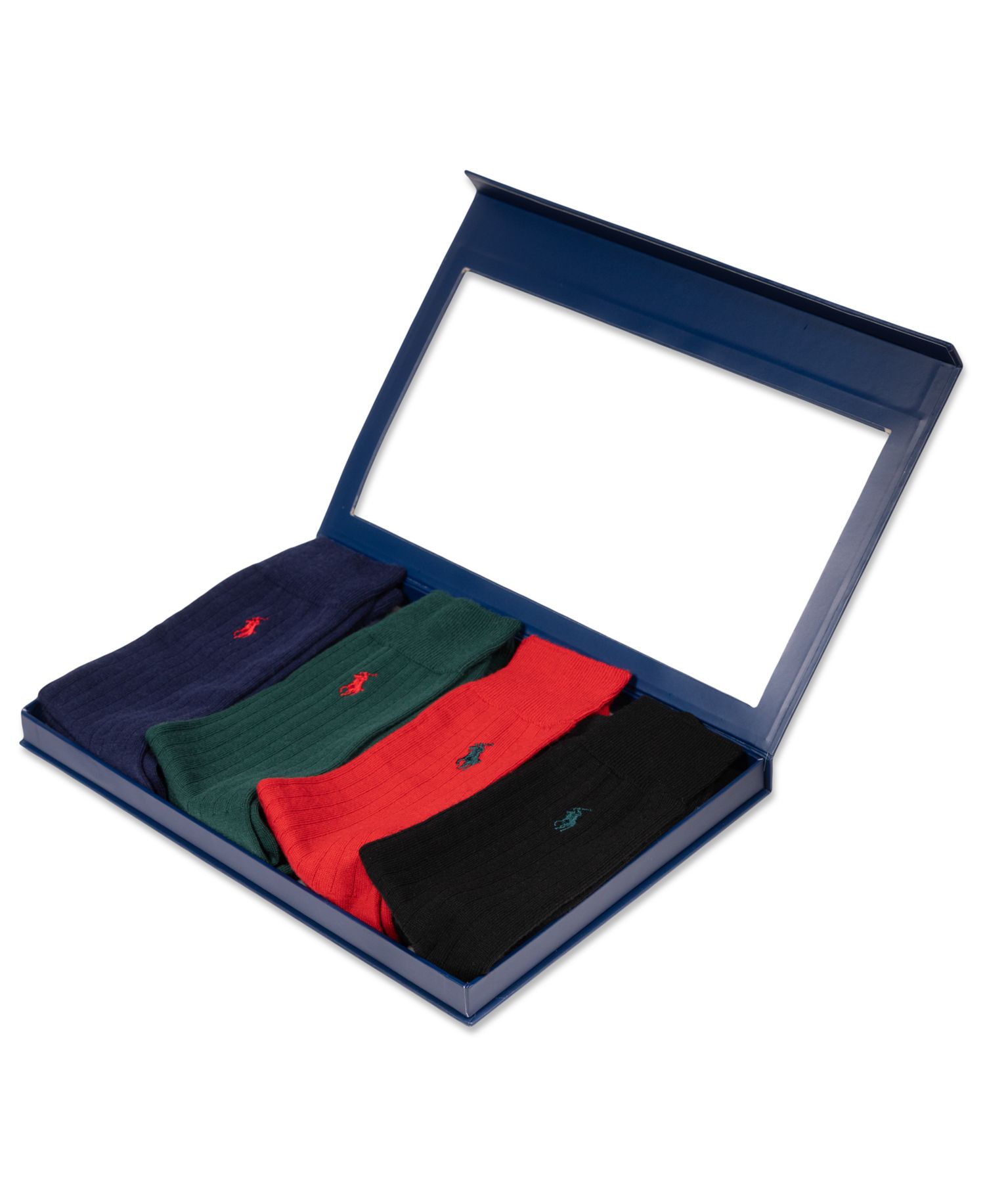Men's Merino Wool-Blend Ribbed Crew Socks, 4-Pack Gift Box