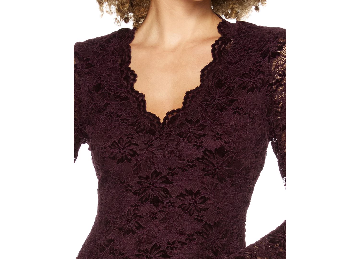 Juniors' A-Line Lace V-Neck Dress