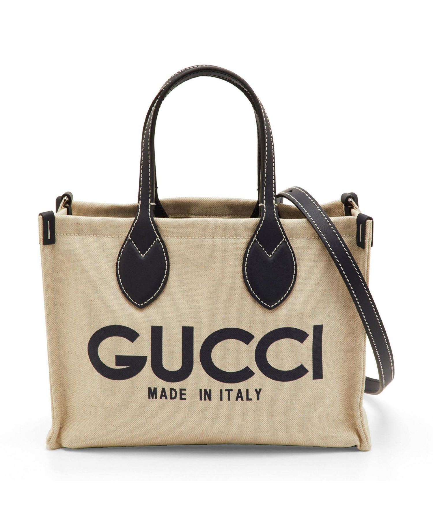 Women's Small Logo Print Canvas and Leather Tote