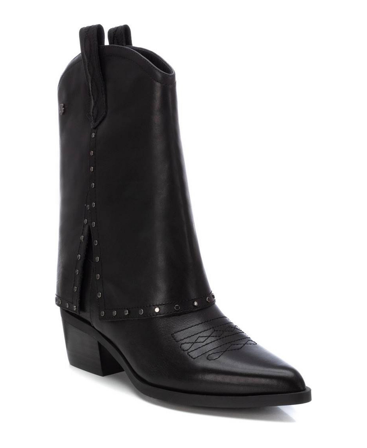 Xti Women's Leather Italian Western Booties Carmela Collection - Black