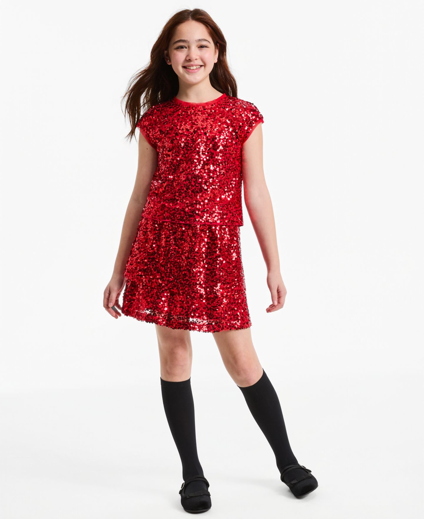 Юбка Epic Threads Sequin Tiered Pull-On для девочек, цвет: Вишнёвый — фото 2