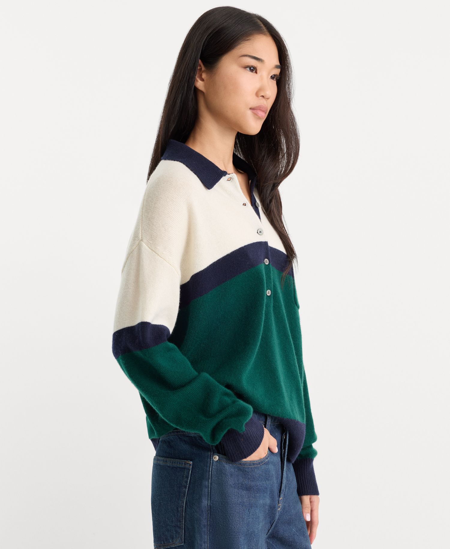 Women's Oversized Rugby Collared Sweater