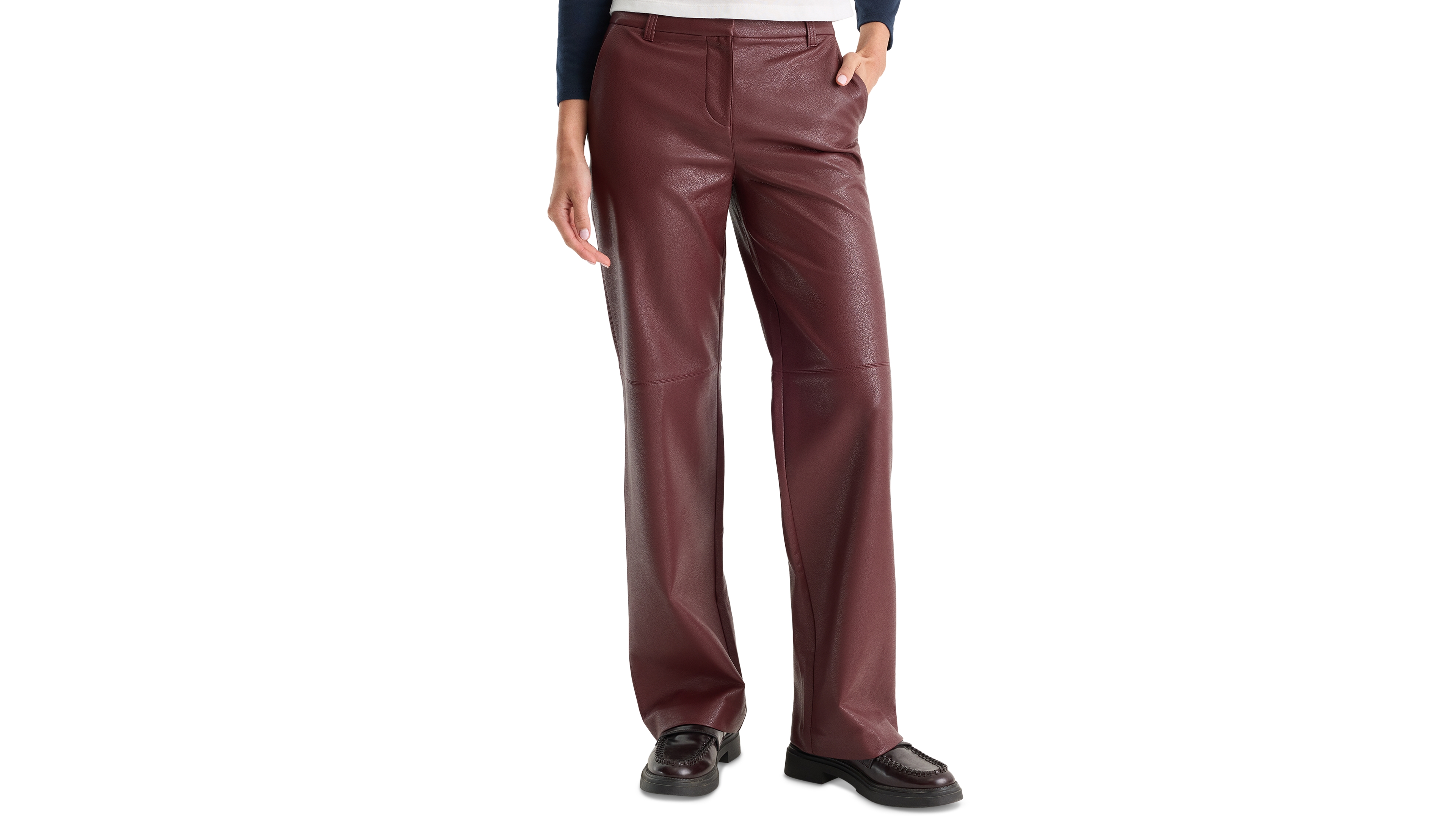 Good American Women's Better Than Leather Low-Rise Wide-Leg Faux Trousers