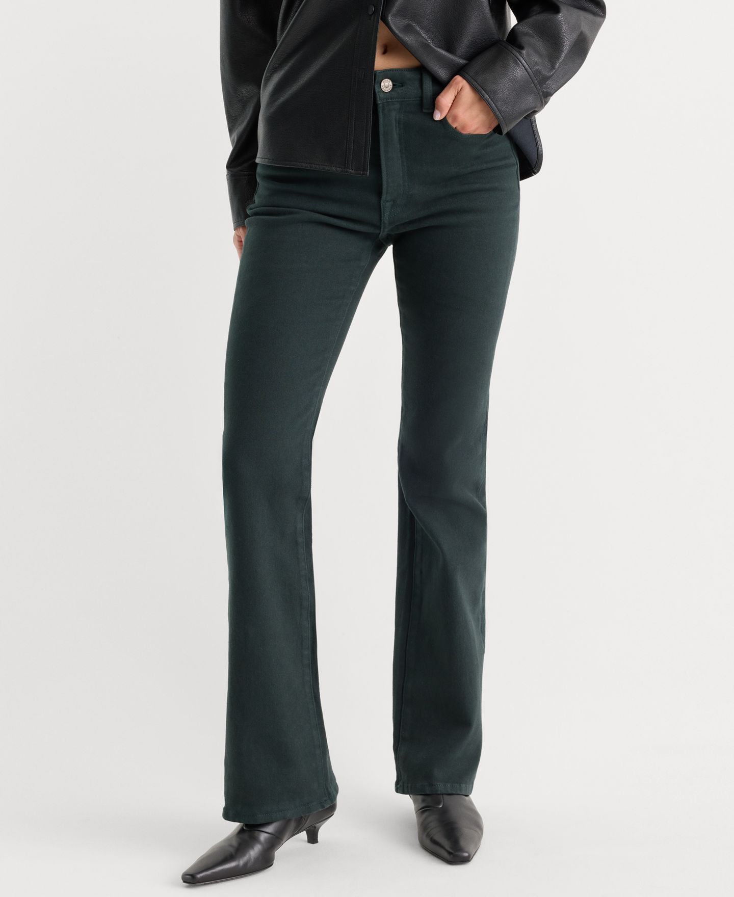 Женские джинсы Good American Good Classic High-Rise Bootcut Gap-Proof Waistband, цвет: Тёмно-зелёный — фото 4