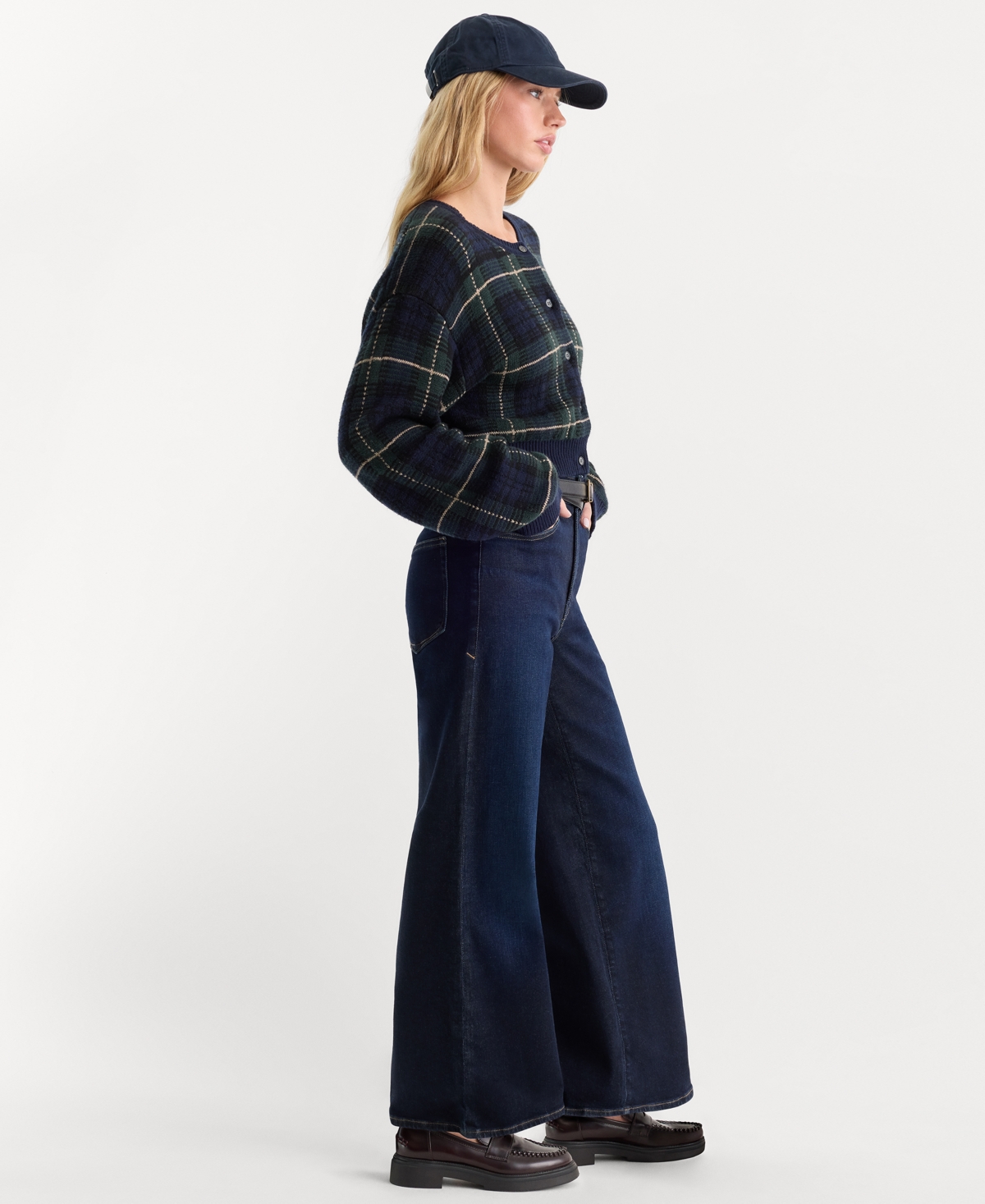 Good American Women's Waist Wide-Leg Dark Rinse High-Rise Jeans