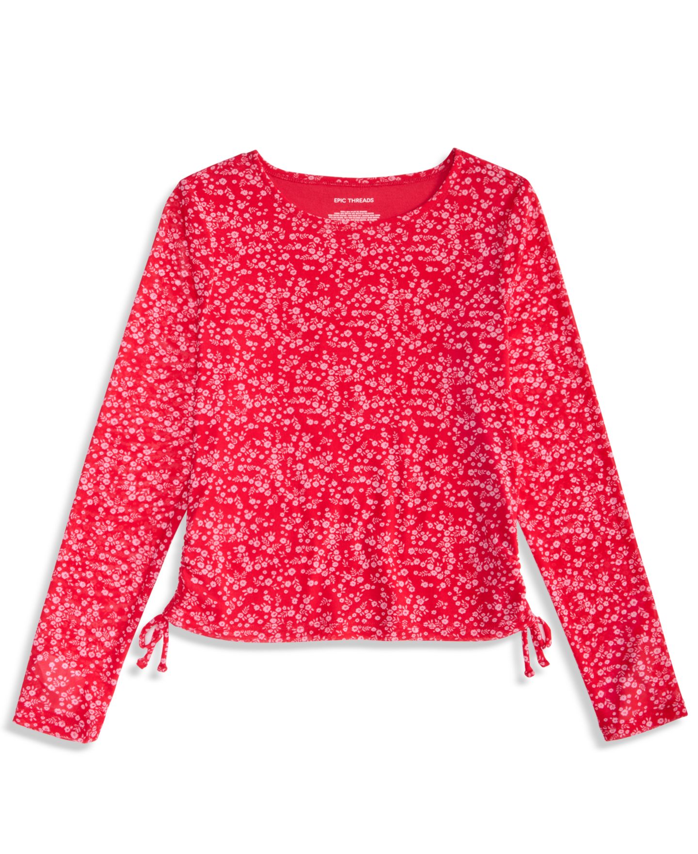 Футболка Epic Threads Floral Long-Sleeve Fitted для девочек, цвет: Вишнёвый — фото 5
