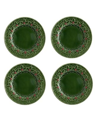 Holly Earthenware Dinner Plates, Set of 4