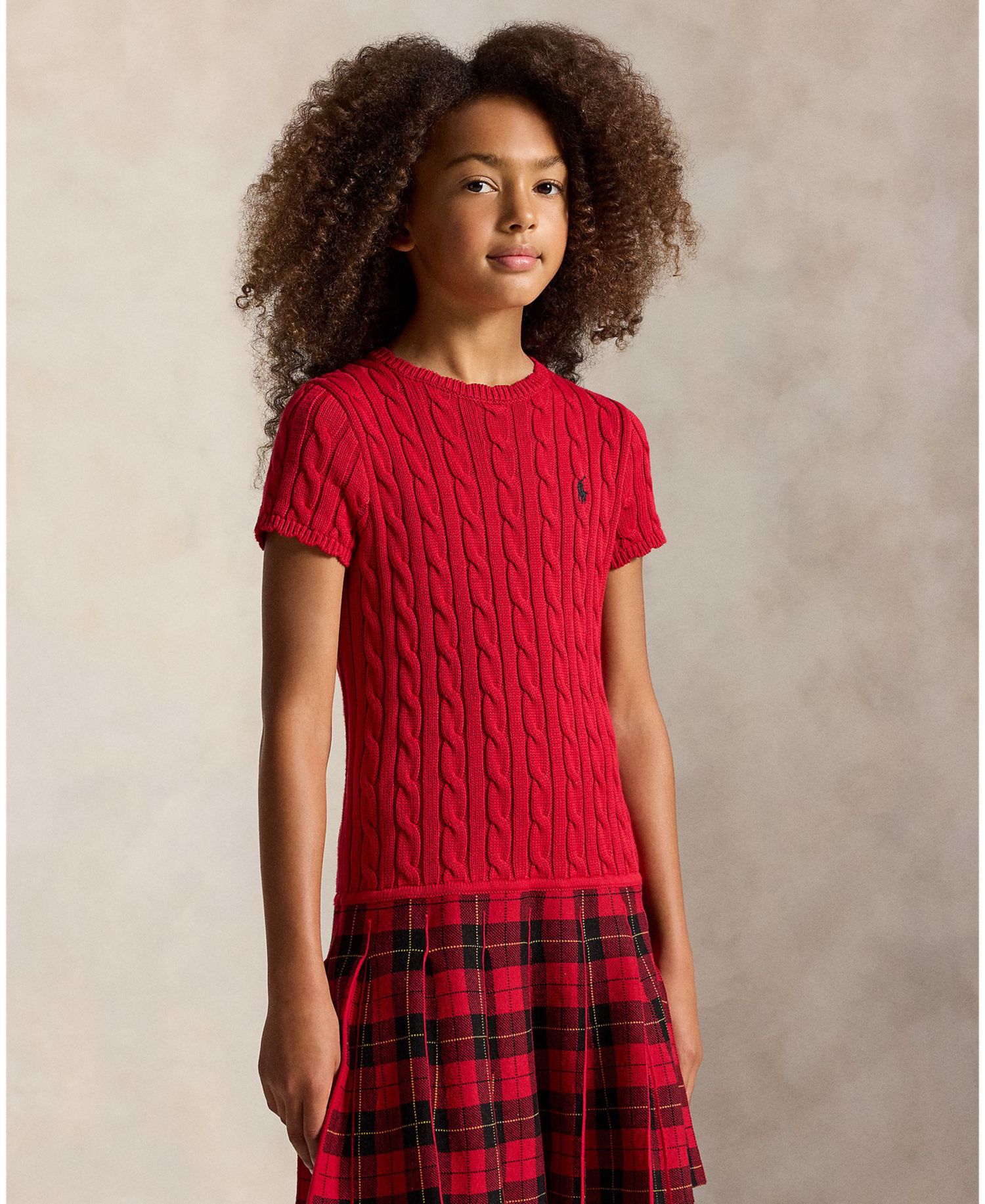 Girls' 7-16 Plaid-Skirt Sweater Dress