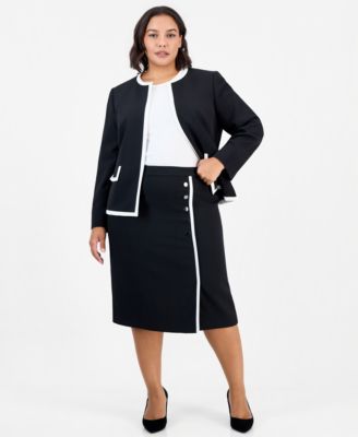 Plus Size Cb Zip Faux-Wrap Pencil Skirt