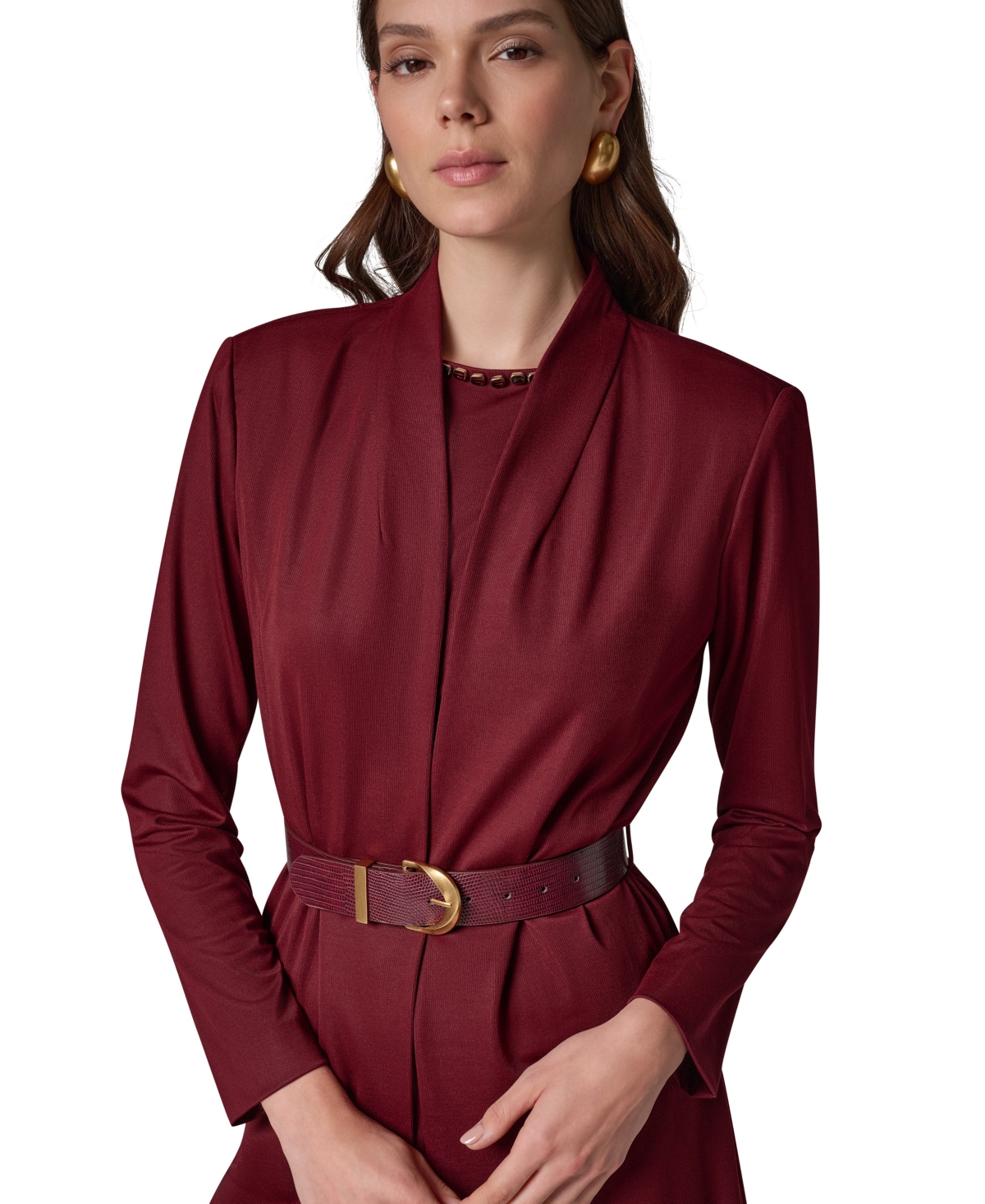 Donna Karan New York Women's Knit Belted Collarless Blazer