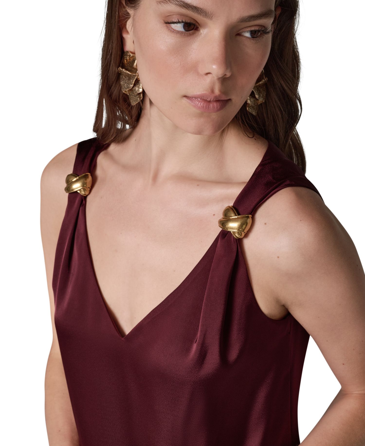 Women's Sleeveless V-Neck Satin Blouse