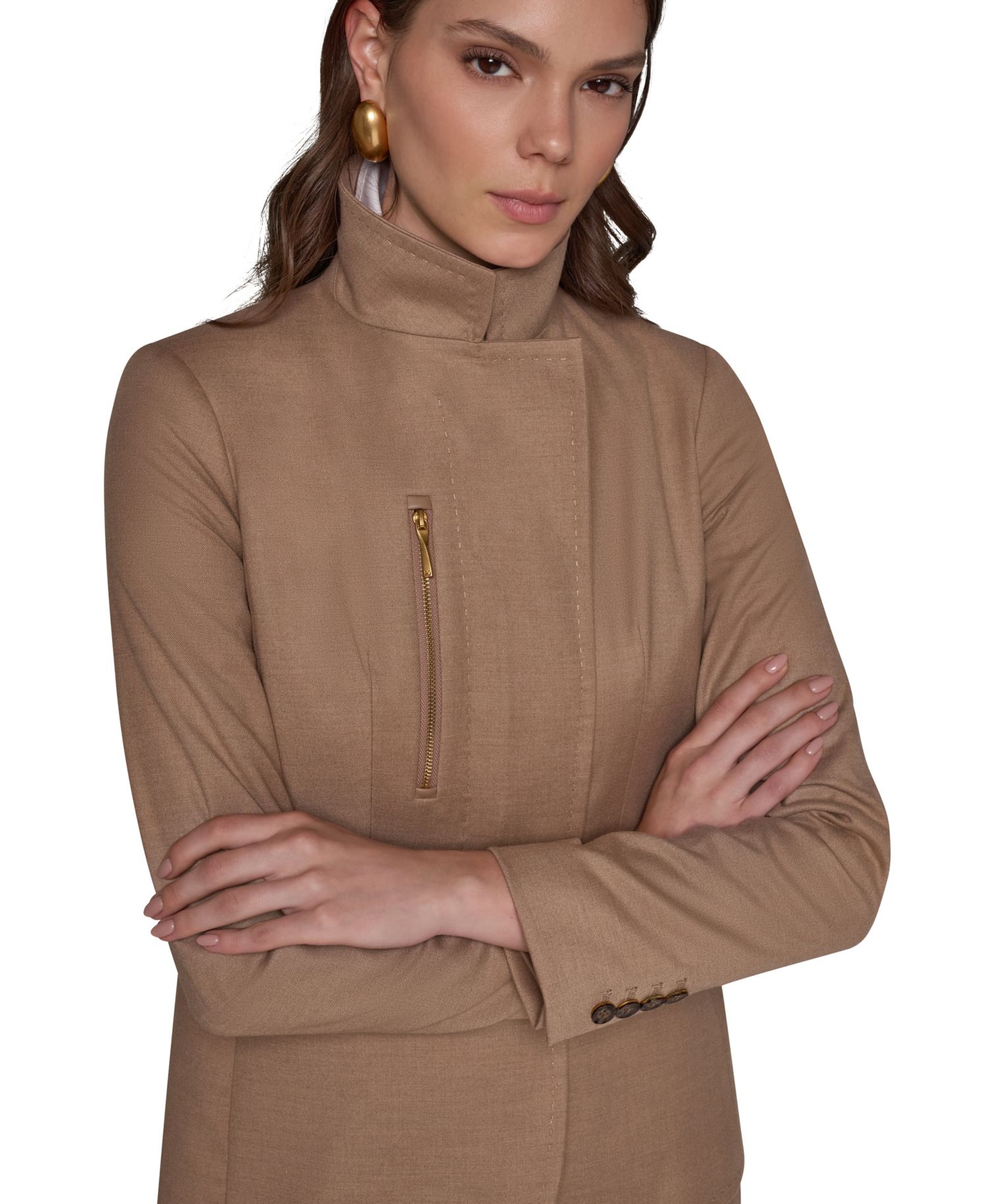 Women's Asymmetrical Zip Shoulder-Padded Blazer